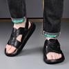 Fashion Genuine Leather Sandals for Men 2005 Summer New Designer Dual-use Black Slipper Shoes Male Fashion Casual Light Beach Shoes Man