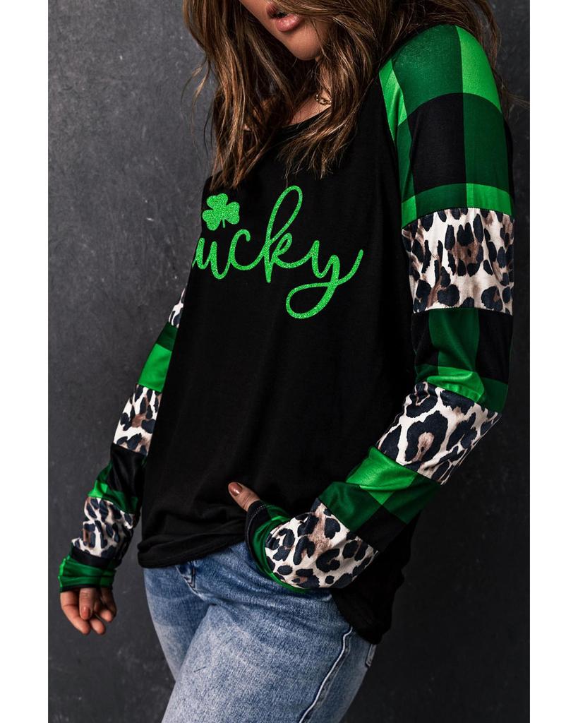 Azura Exchange Топ с леопардовым принтом Lucky Clover и блестками