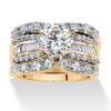 18k Gold Plated Zirconia Three Stackable Rings Women Engagement Wedding Band Set