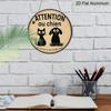 2D Flat, 1pc 7.87 Inch Round French Aluminum Sign, "Beware of Dog" Vintage Decorative Plaque, Pet Cat and Dog Reminder Decorative Art, Suitable for