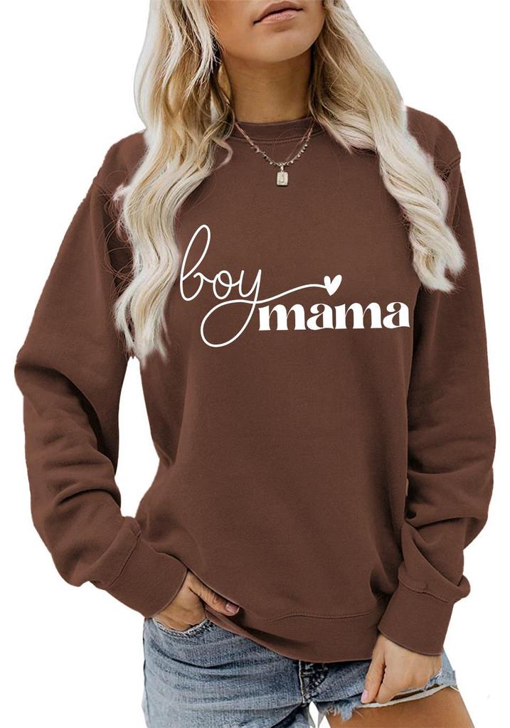 Женский осенне-зимний свитшот с длинным рукавом и принтом 'Boy Mama'
