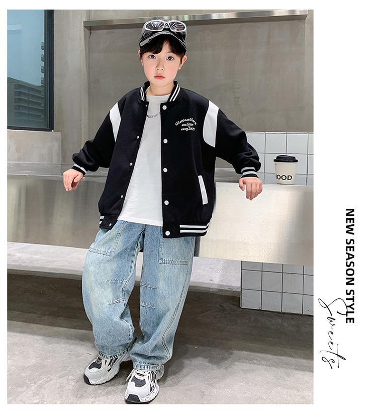 2025 Boys' Trendy Spring/Autumn Baseball Jacket Coat for Big and Middle Children
