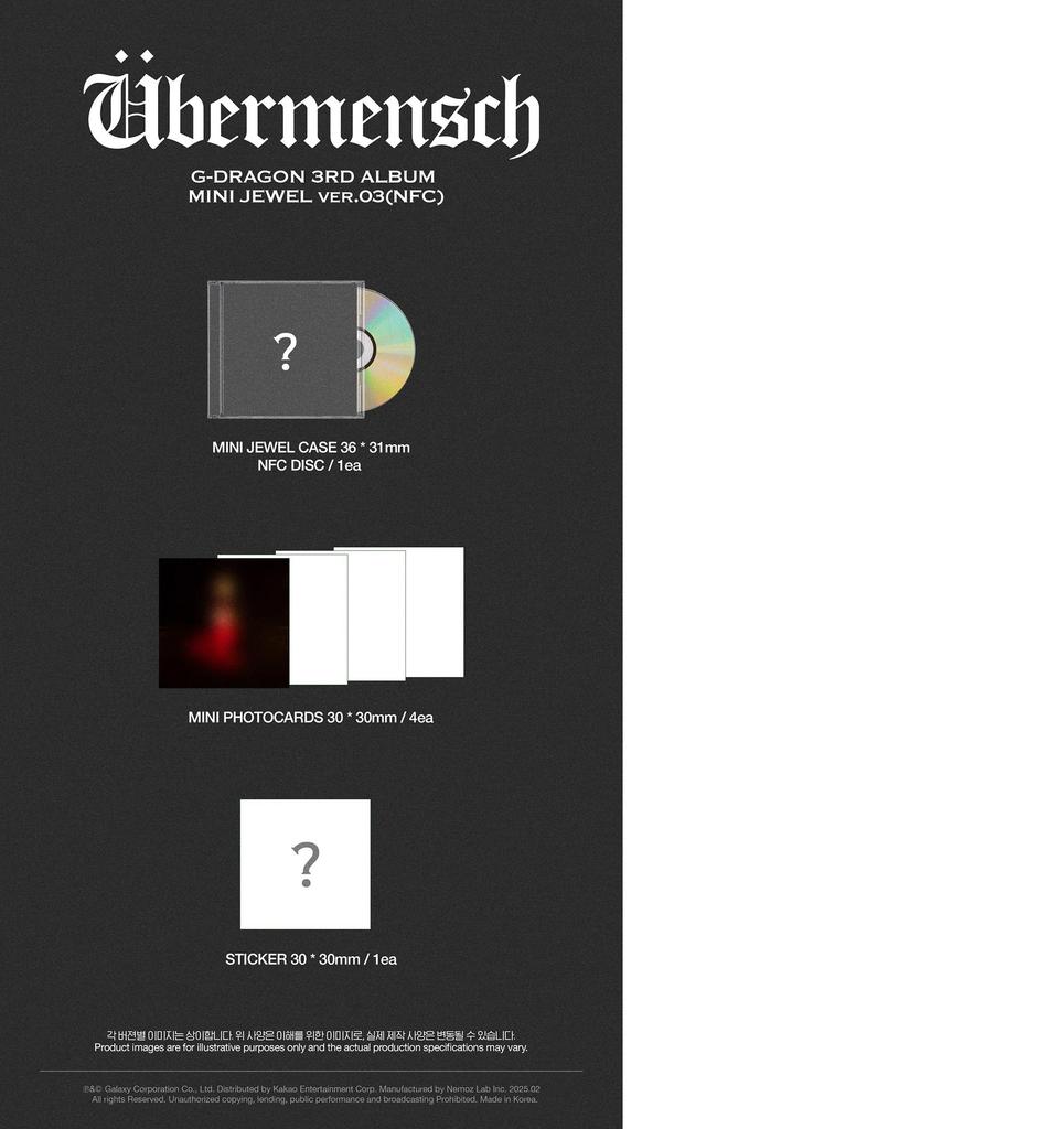G-DRAGON (BIGBANG) [Ubermensch] 3rd Album (MINI JEWEL NFC VER.)