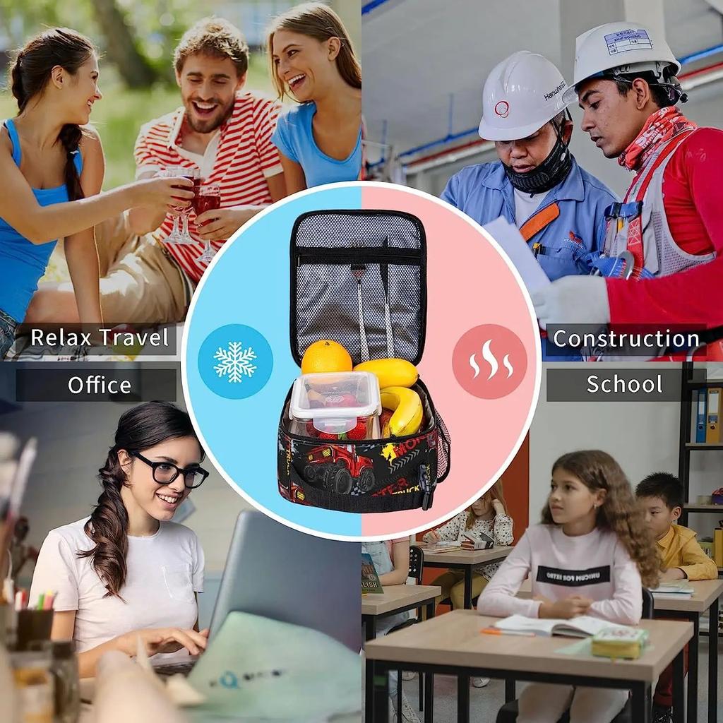 Крутые красные грузовики машины сумка для ланча изолированная коробка для ланча для взрослых мальчиков девочек прочная портативная сумка-холодильник для путешествий пикника