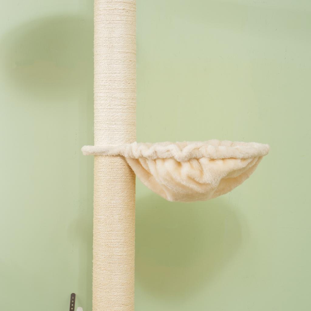 Ceiling-High Cat Tree, Anti-Tip Safety, Sisal Rope Posts, Wood Composite, Oak+Cream White