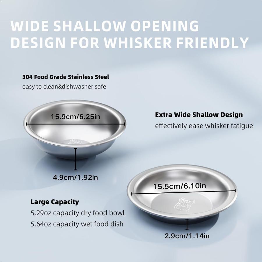 Миски для кошек Приподнятые Наклонные Миски для кошачьего корма, удобные для усов, для домашних кошек Неглубокие миски для еды Нержавеющая сталь Наклонные Плоские Пластиковые