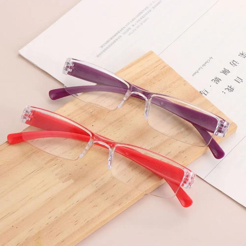 1 PC Half Frame Reading Glasses - Women/Men Older Fashion Presbyopic Eyeglasses Portable High-definition Vision Care +1.0~+4.0