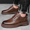 Leather Shoes Men's Autumn and Winter New British Low-top Tooling Shoes Business Breathable Soft Surface Casual Leather Shoes a Generation