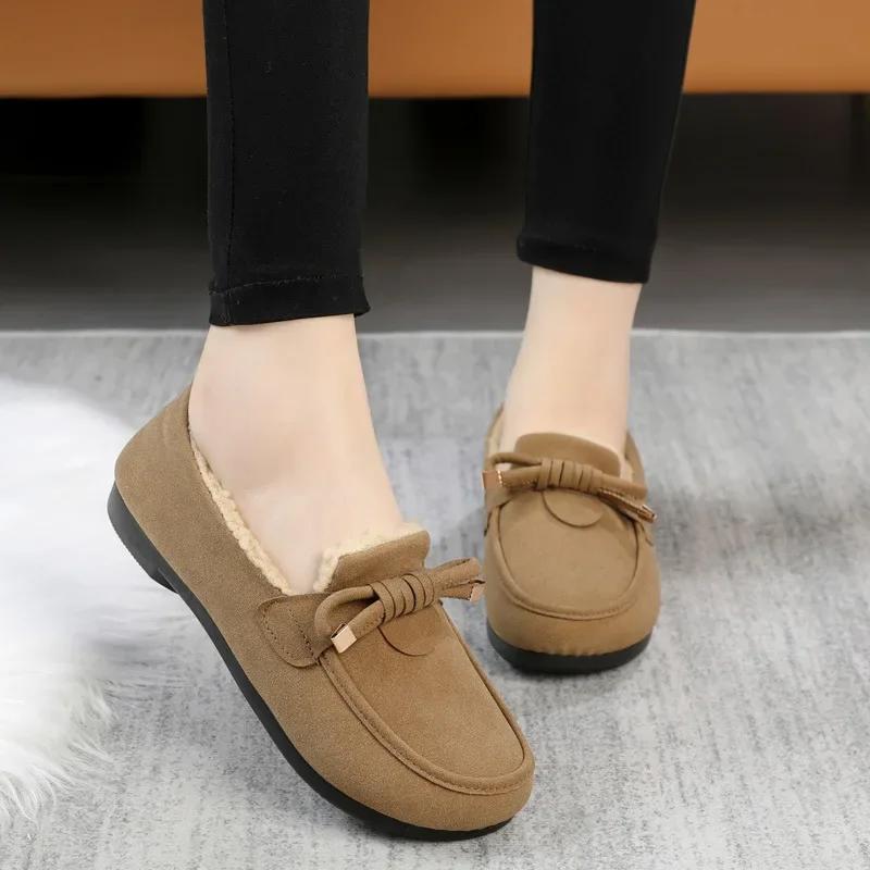 Winter Warm Shoes Fashion Low Top Flat Cotton Shoes Women Flats Casual Buckle Suede Comfort Platform Shoes