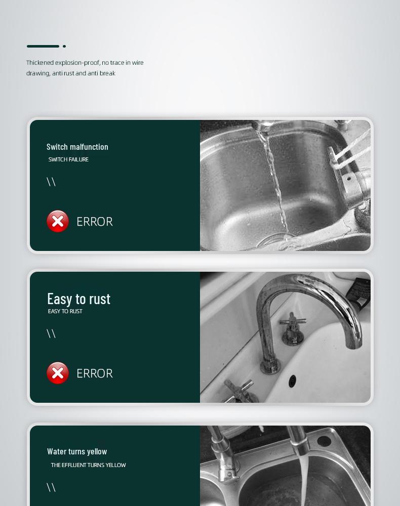 Вращающийся кухонный смеситель из нержавеющей стали 304 с защитой от брызг и функциями горячей/холодной воды