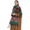 Female Warm Shawl Autumn Winter Thick Love Wave Print Scarf Tassel
