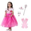 MISOAMISO Kids Princess Dress and Accessory Birthday Gift Set, Halloween, Christmas, (Pink, 120)