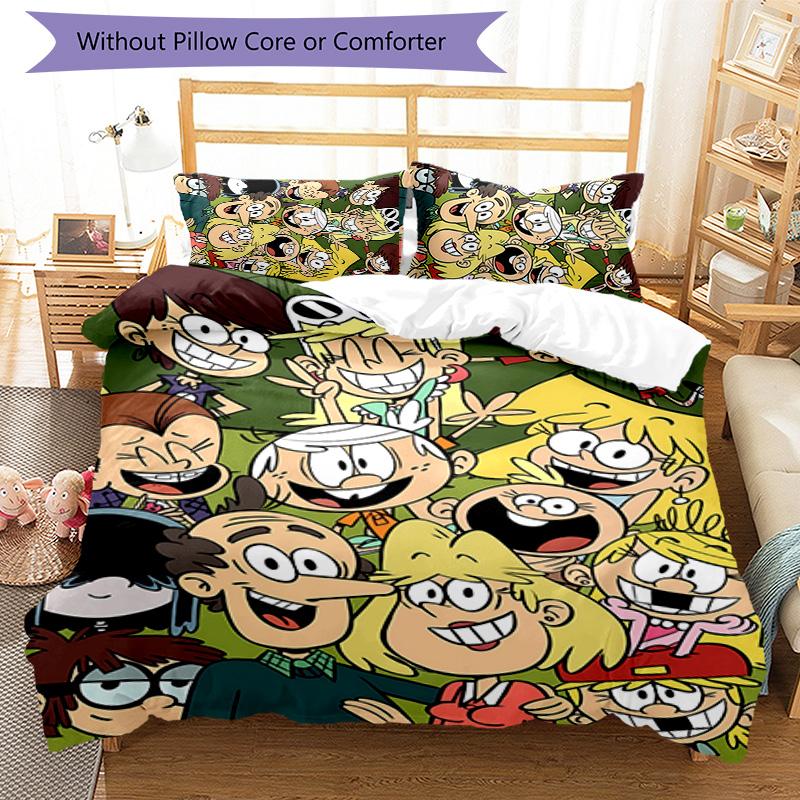 3pcs The Loud House1 pattern bedding set duvet cover set includes duvet cover &pillowcases, perfect all season bedroom decoration & gift