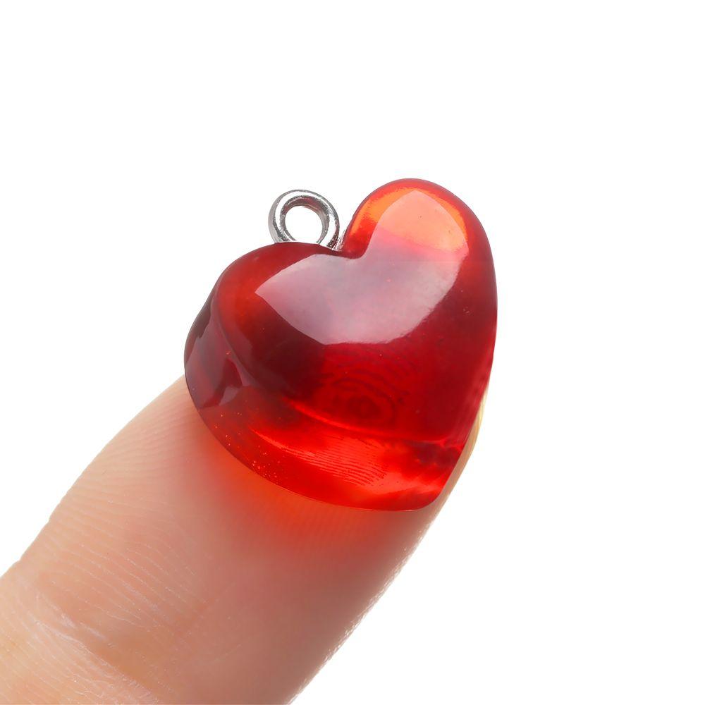 Handmade Earrings Jewelry Making Keychain Pendant Resin Heart Charms Candy Color Necklace Crafting