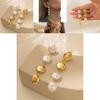 Chic 2023 Winter Gold Round Faux Pearl Earrings Stylish Long Design For Women