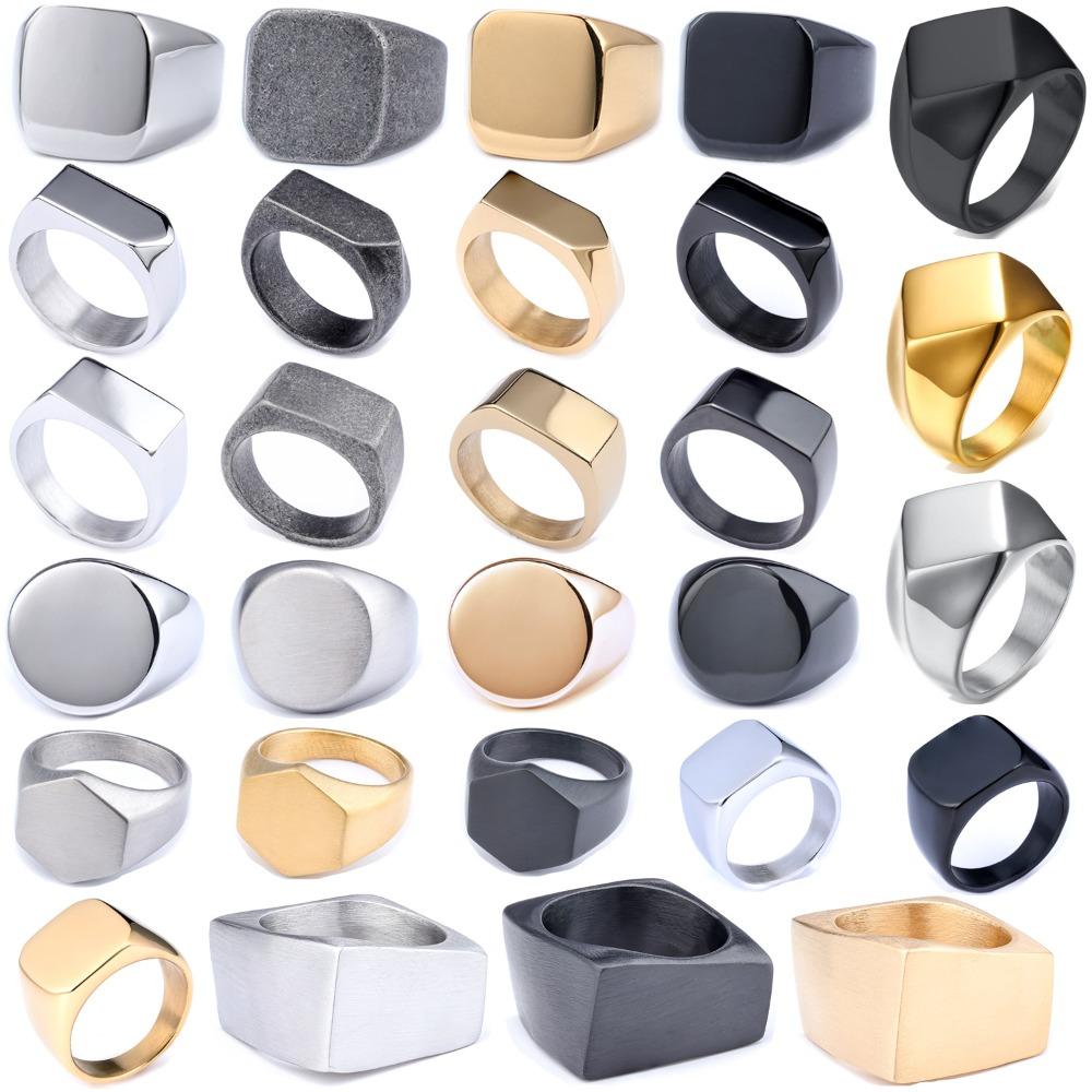 Скандинавское винтажное круглое квадратное неправильной формы гладкое кольцо не ржавеющее модное украшение для женщин