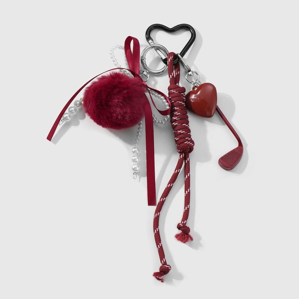New Woven Rope Bow Keychain DIY Sweet Pendant Heart Bag Keyrings