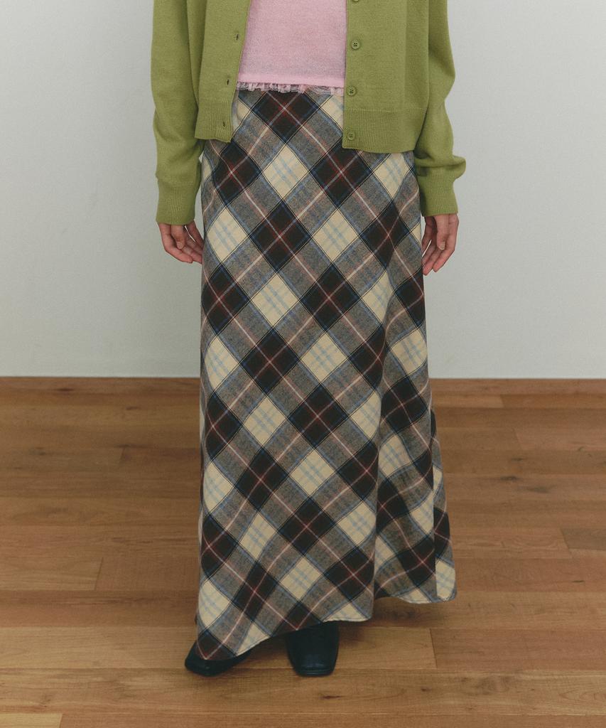 Ceme Classic Check Long Skirt
