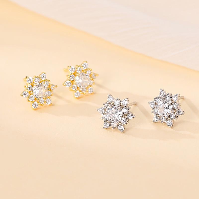 Серьги Banyan Tree S925 Silver Snowflake Diamond - Элегантный дизайн для осени/зимы