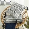 Soft Chenille Tassel Pillowcase Modern Geometric Jacquard Sofa Cushion Bohemian Moroccan White Black Lines Pillow Cover No Pillow Core