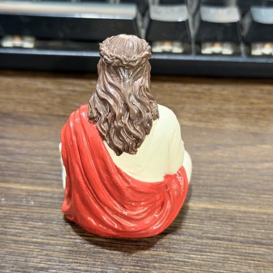 Смоляная фигурка Иисуса, статуя сидящего Христа, ручная работа, религиозное настольное украшение для дома, офиса, приборной панели автомобиля