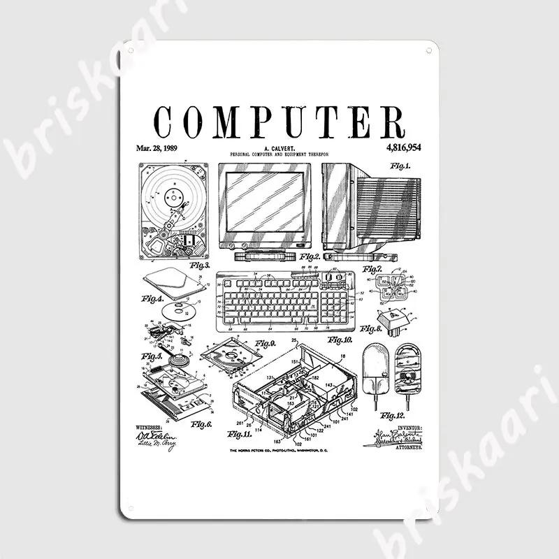 Computer Gamer Geek Vintage It Pc Hardware Patent Print Metal Plaque Poster Vintage Wall Decor Club Bar Tin Sign Poster