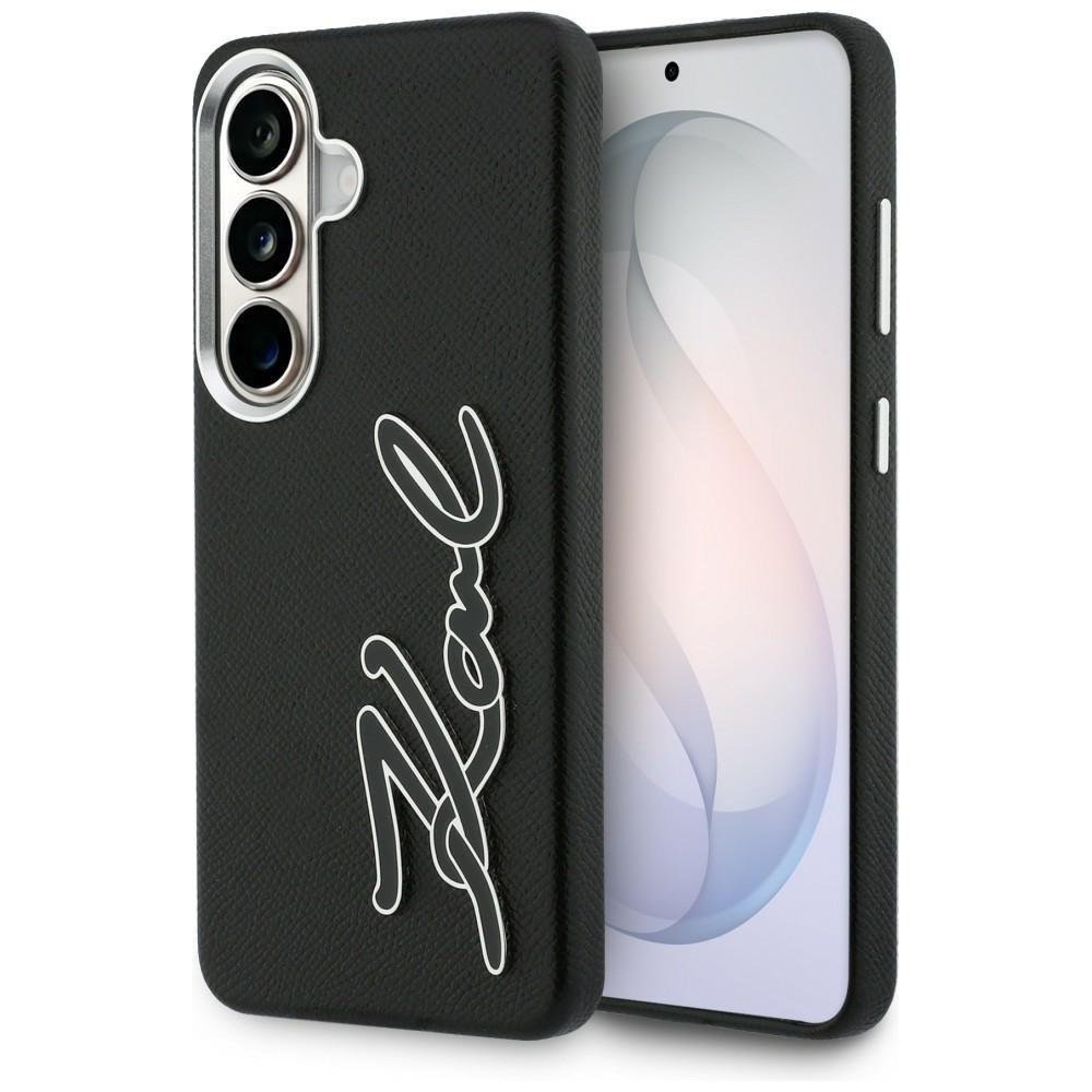 Karl Lagerfeld Grained Signature Metal Resin Logo Case for Samsung Galaxy S26 Black