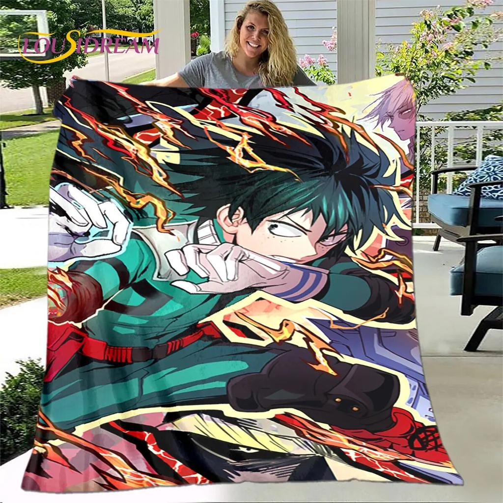 Мягкое плюшевое одеяло My Hero Academia с героями мультфильмов, фланелевое одеяло для гостиной, спальни, кровати, дивана, чехол для пикника