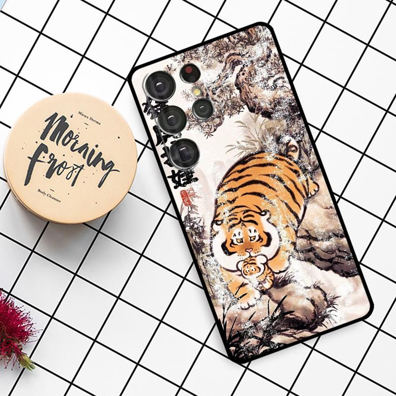 Мультяшный Толстый Тигр Чехол Для Samsung Galaxy S25 Ultra S23 S22 S21 S20 S24 Ultra S9 S10 Plus S24 FE Чехол Для Телефона