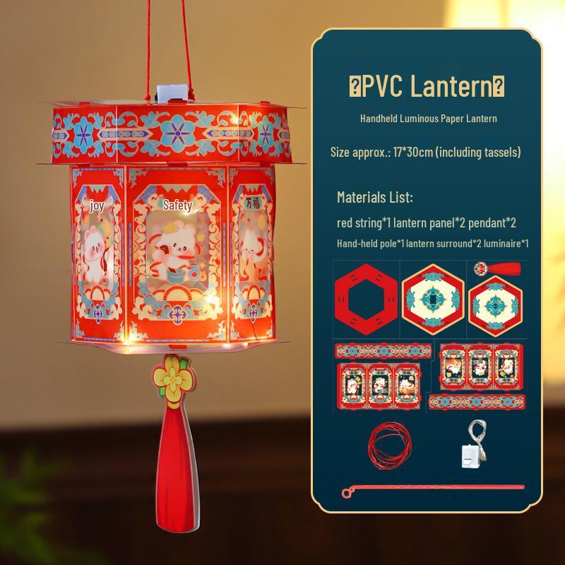 Ручные Детские DIY Фонарики-Кролики на Праздник Середины Осени: Шестиугольный дворец в древнем стиле и ручные цветочные фонарики, аксессуары для Ханьфу.