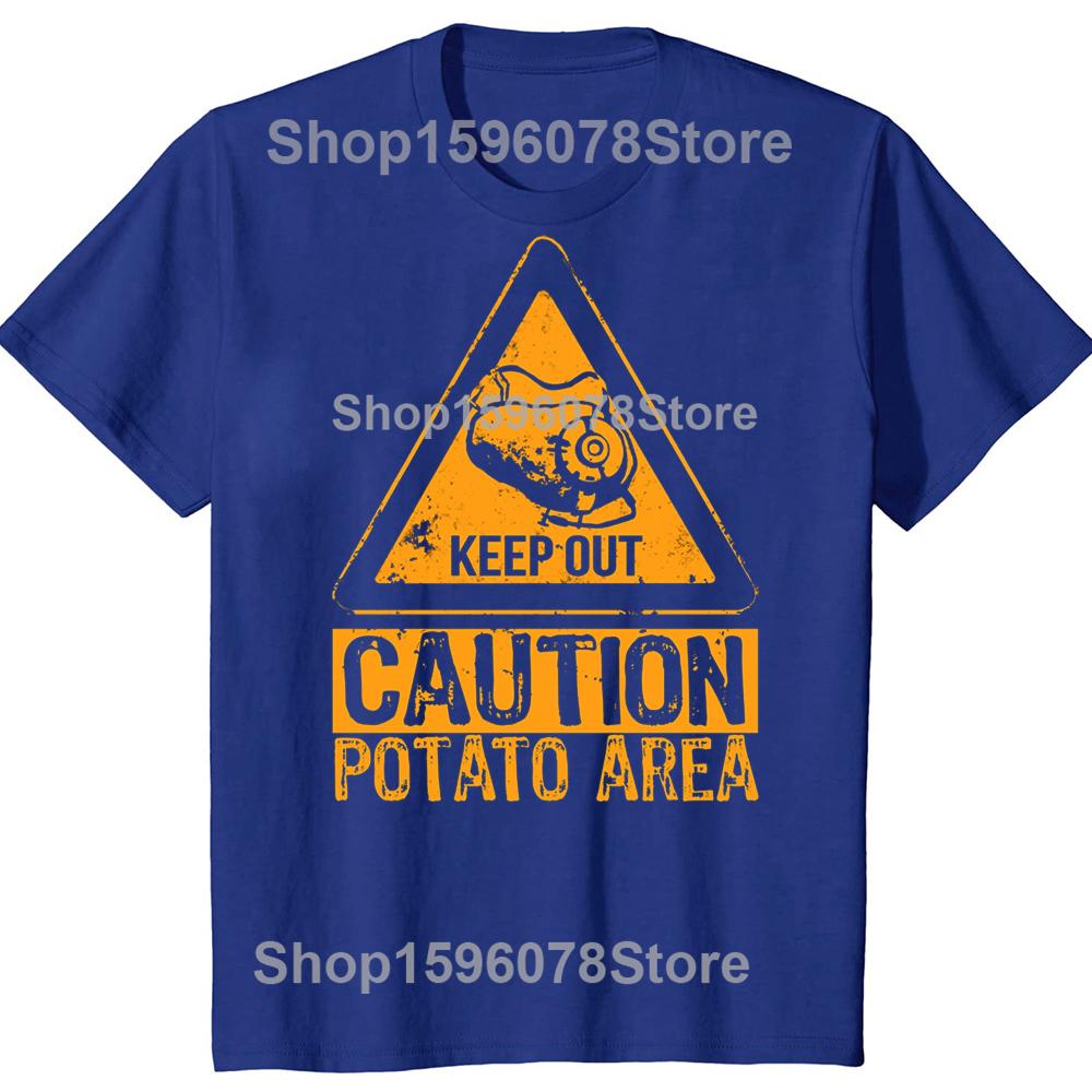 Potato Keep Out Funny Video Game Tshirts Men Womens Fashion Print Tshirt Loose Oversized Streetwear Hip Hop Unisex T Shirt