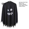 Spooky Cosplay Cloak for Boys Girls Hooded Ghost Costume, White/Black Cape Costume Kids Adults, Cute Face Party Dress Halloween Outfit with Wave Edge