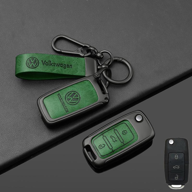 For VOLKSWAGEN Alloy Leather Car Remote Key Case Cover for VW Volkswagen Polo Tiguan Passat B5 B6 B7 Golf 4 5 6 MK6 Jetta Lavida