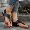 Женская летняя новая модная нескользящая женская обувь на плоской подошве, простые однотонные кожаные пляжные платья, женские сандалии большого размера