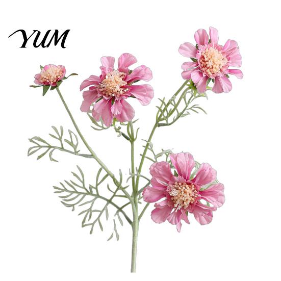 Long Stem Faux Flowers for Photography Artificial Scabious with Bendable Stems, Realistic Silk Chrysanthemums Wedding Flower Table Vase Centerpiece