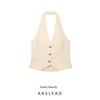 Kaslead New Arrival Women's Clothing Fashion Style Silm Elegant Hanging Collar Vest Jacket 2010842 727