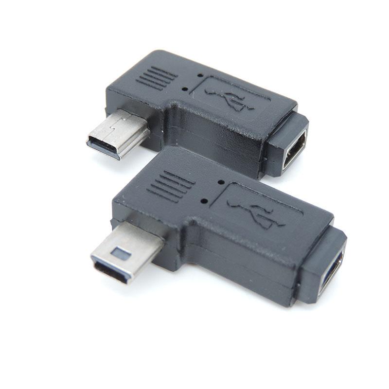 Mini USB 5pin угловой переходник «папа-мама» 90 градусов M-F угловой левый и правый удлиненный адаптер-коннектор