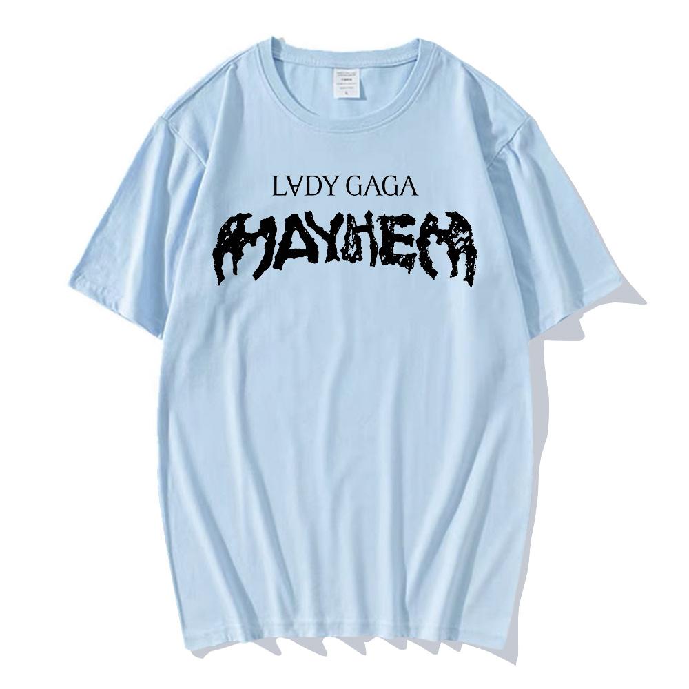 Lady Gaga MAYHEM Классическая футболка с логотипом Хип-хоп Стирка Короткий рукав Уличная футболка Ретро Хлопок Мужчины Женщины Топ Стритвир Летняя футболка