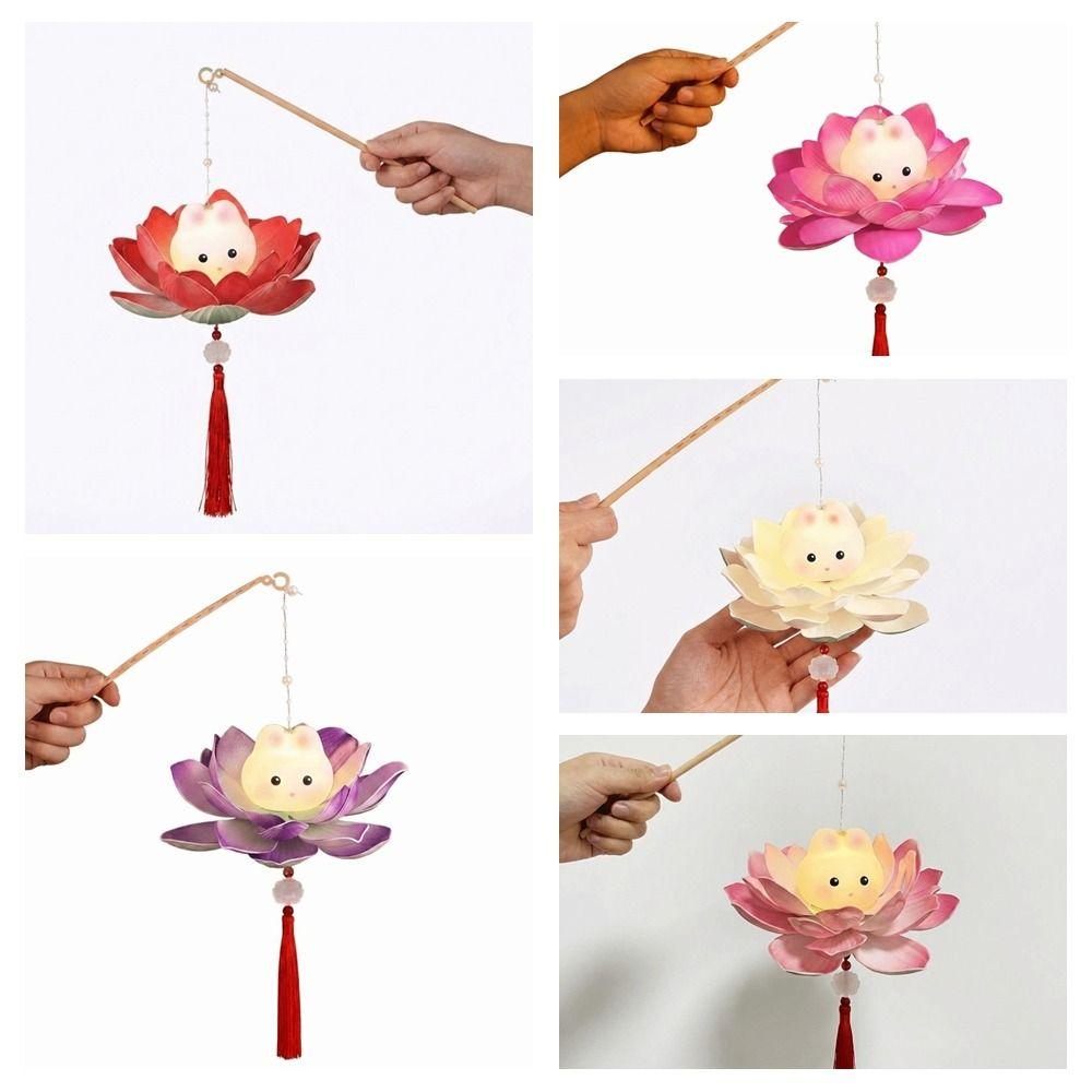 Chinese Style Lotus Flower Lanterns Handmade Mid-Autumn Festival Lamp Photography Props