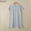 ZANZEA Женское повседневное платье с круглым вырезом и коротким рукавом