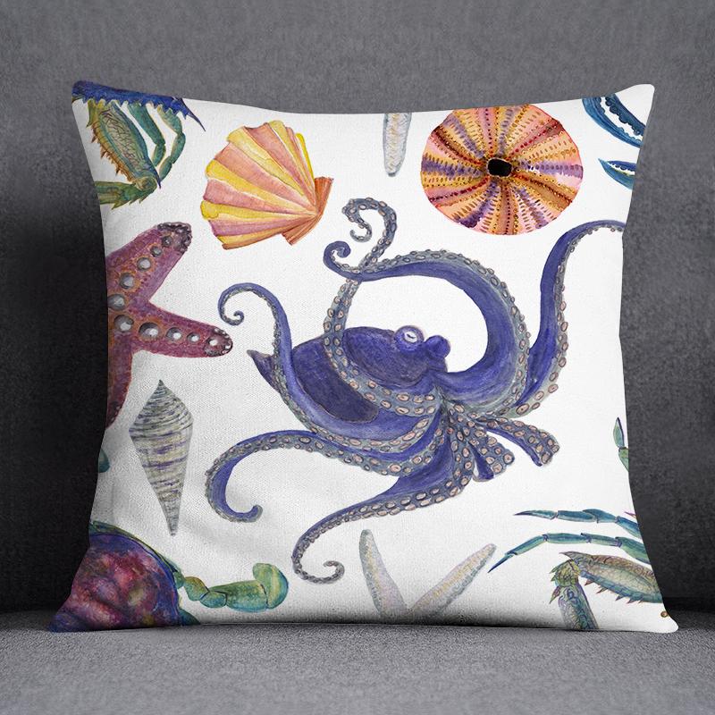 Наволочка с изображением морского животного и русалки, украшение для дома, квадратная наволочка, украшение для дома и офиса, наволочка