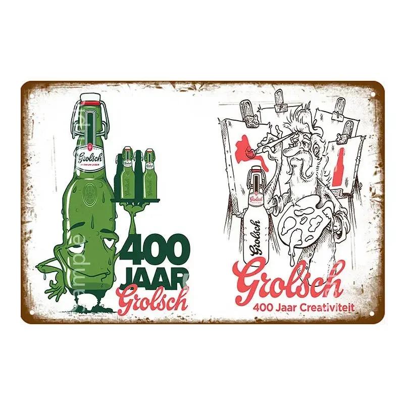 Винтажная жестяная вывеска Grolsch с лимонным твистом Ретро Настенный декор для Бара Паба Клуба Ресторана Металлический плакат YL