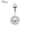 Alisouy 1 шт. хирургическая сталь кристалл циркон звезда бабочка лунные камни пуговица пирсинг пупка кольцо для живота украшения для тела
