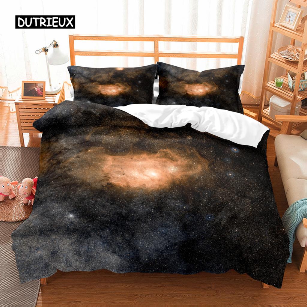 Пододеяльник Hubble King Size Queen Размер Звездное Небо Комплект Постельного Белья Яркий Космический Пейзаж Наволочка Долговечный Полиэстер