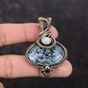 Snowflake Obsidian Pendant Copper Wire Wrapped Gemstone Pendant Rainbow Moonstone Jewelry Handmade Boho Pendant Copper Jewelry Gift For Him