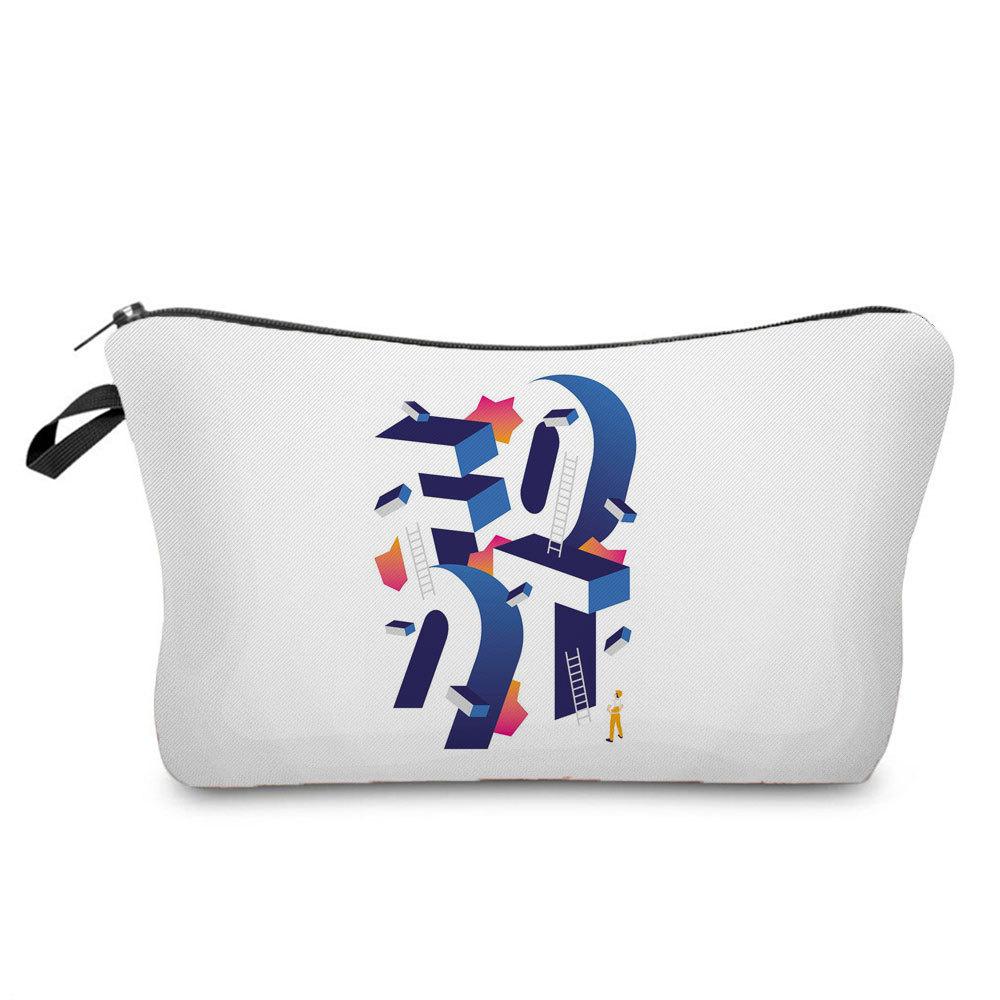 Women Cartoon English Alphabet Print Cosmetic Bag Toiletries Organize Travel Storage Case 6707 KTB