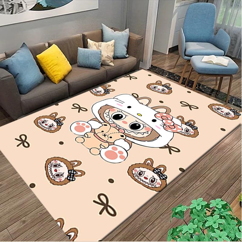 1pc Digital Printed Chair Rug for Home Office Use, LABUBU Carpet Appropriate for All Seasons, Soft Area Carpet