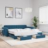 VidaXL Daybed with Trundle and Drawers Blue 100x200 Cm Velvet 3196983