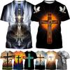 Christian Faith Blessing Casual T Shirt Unisex's Cool Jesus Harajuku Print Streetwear Top Cross Short-sleeved T Shirt
