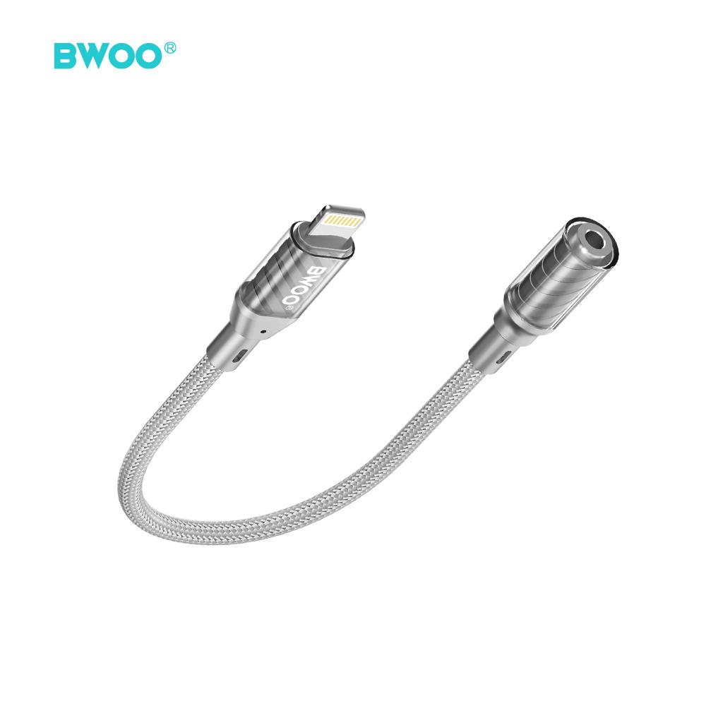 Bwoo Bz66 Adapter Lightning - Jack 3.5Mm Szary